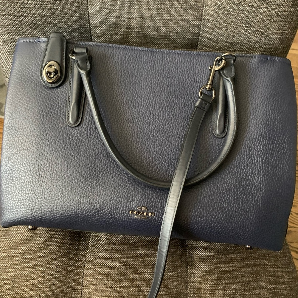 Coach Pebbled Leather Navy Carryall NWT F57276